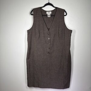 Worthington Belted Brown Plaid Tank Jumper Dress Cold Weather Outerwear Size 20